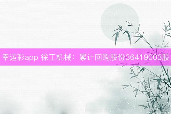 幸运彩app 徐工机械：累计回购股份36419003股
