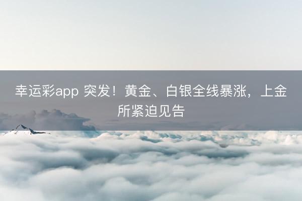 幸运彩app 突发！黄金、白银全线暴涨，上金所紧迫见告