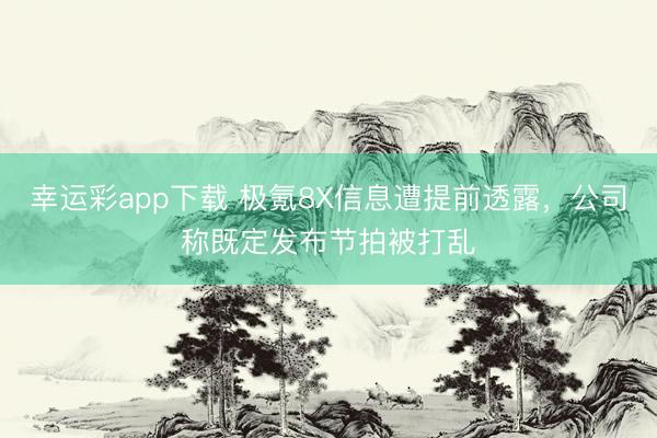 幸运彩app下载 极氪8X信息遭提前透露,公司称既定发布节拍被打乱