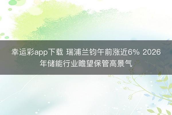 幸运彩app下载 瑞浦兰钧午前涨近6% 2026年储能行业瞻望保管高景气