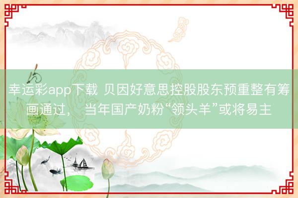 幸运彩app下载 贝因好意思控股股东预重整有筹画通过， 当年国产奶粉“领头羊”或将易主