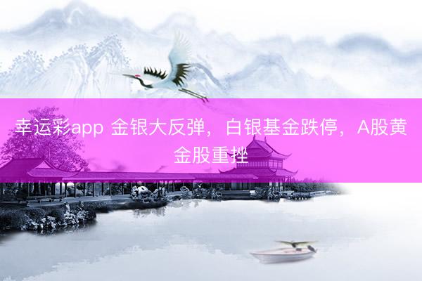 幸运彩app 金银大反弹,白银基金跌停,A股黄金股重挫