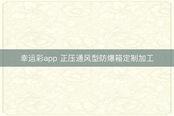 幸运彩app 正压通风型防爆箱定制加工