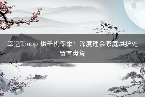 幸运彩app 烘干机保举：深度理会家庭烘护处置有盘算