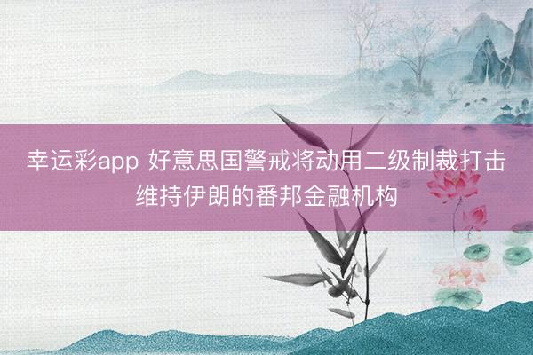 幸运彩app 好意思国警戒将动用二级制裁打击维持伊朗的番邦金融机构