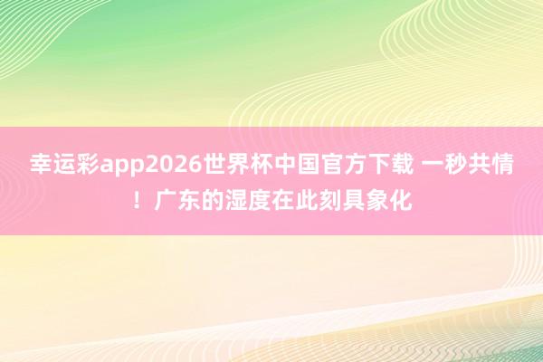 幸运彩app2026世界杯中国官方下载 一秒共情！广东的湿度在此刻具象化