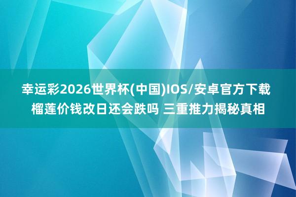 幸运彩2026世界杯(中国)IOS/安卓官方下载 榴莲价钱改日还会跌吗 三重推力揭秘真相