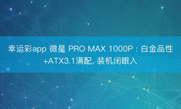 幸运彩app 微星 PRO MAX 1000P : 白金品性+ATX3.1满配， 装机闭眼入