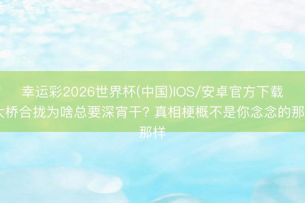 幸运彩2026世界杯(中国)IOS/安卓官方下载 大桥合拢为啥总要深宵干? 真相梗概不是你念念的那样