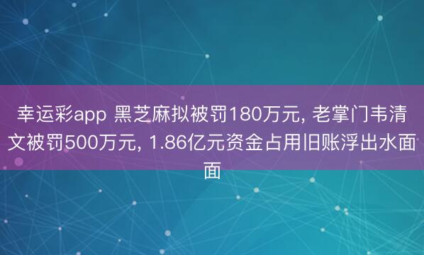 幸运彩app 黑芝麻拟被罚180万元, 老掌门韦清文被罚500万元, 1.86亿元资金占用旧账浮出水面