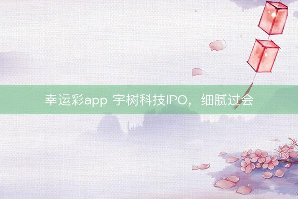 幸运彩app 宇树科技IPO,细腻过会