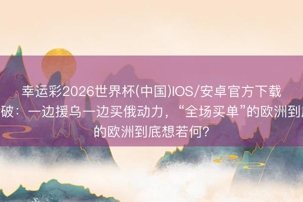 幸运彩2026世界杯(中国)IOS/安卓官方下载 逸语说念破：一边援乌一边买俄动力，“全场买单”的欧洲到底想若何？